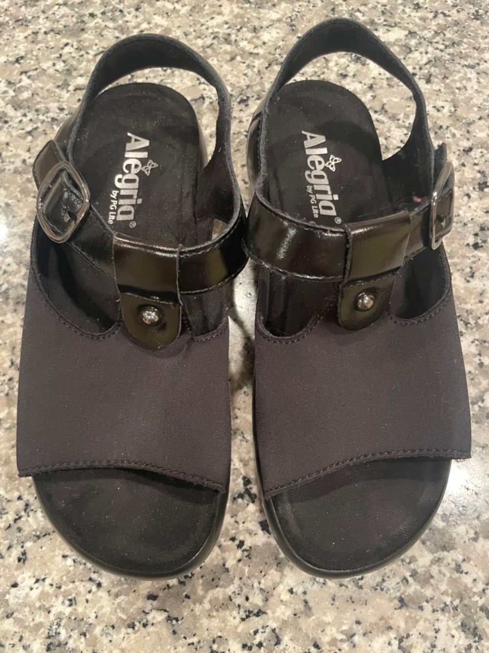 Alegria Black Adjustable Slingback Sandals